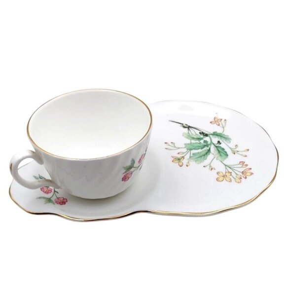 Vintage Royal Kent Staffordshire England Floral Porcelain Cup & Snack Tray Set - Picture 5 of 8